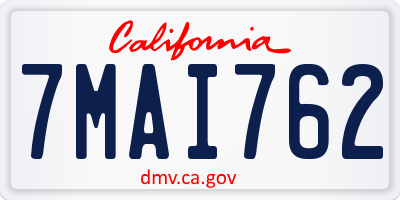 CA license plate 7MAI762