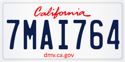 CA license plate 7MAI764
