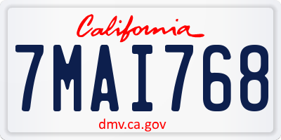 CA license plate 7MAI768