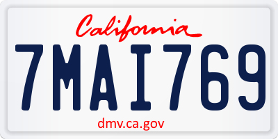 CA license plate 7MAI769
