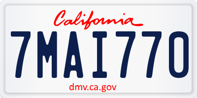 CA license plate 7MAI770