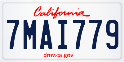 CA license plate 7MAI779