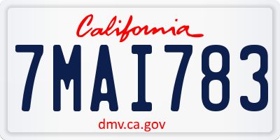 CA license plate 7MAI783