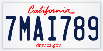CA license plate 7MAI789