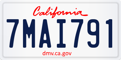 CA license plate 7MAI791