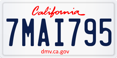 CA license plate 7MAI795