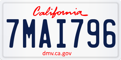 CA license plate 7MAI796