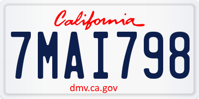 CA license plate 7MAI798