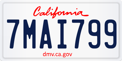 CA license plate 7MAI799