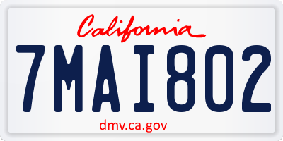 CA license plate 7MAI802
