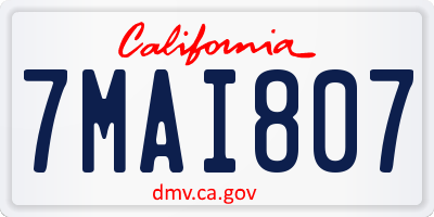 CA license plate 7MAI807