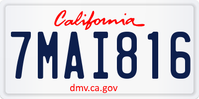 CA license plate 7MAI816