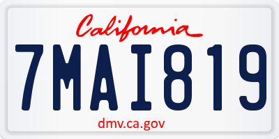 CA license plate 7MAI819
