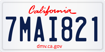 CA license plate 7MAI821