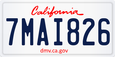 CA license plate 7MAI826