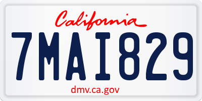 CA license plate 7MAI829