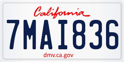 CA license plate 7MAI836