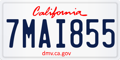 CA license plate 7MAI855