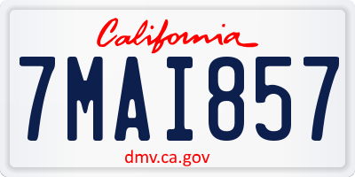 CA license plate 7MAI857