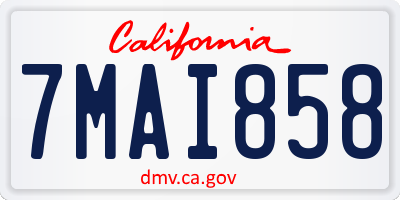 CA license plate 7MAI858