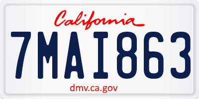CA license plate 7MAI863