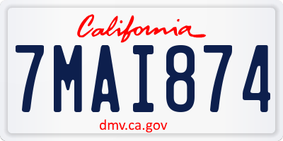CA license plate 7MAI874
