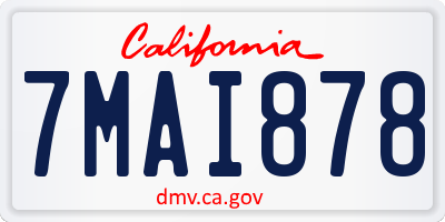 CA license plate 7MAI878