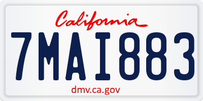CA license plate 7MAI883