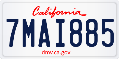 CA license plate 7MAI885