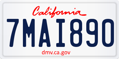CA license plate 7MAI890