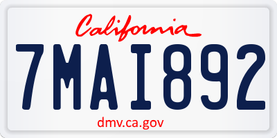 CA license plate 7MAI892