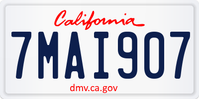 CA license plate 7MAI907
