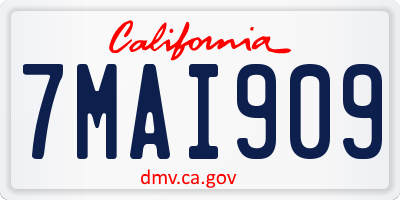 CA license plate 7MAI909