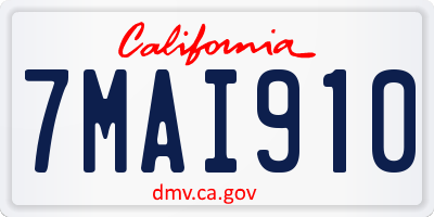 CA license plate 7MAI910