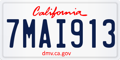 CA license plate 7MAI913