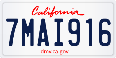 CA license plate 7MAI916