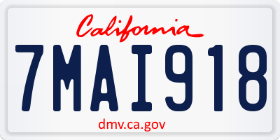 CA license plate 7MAI918