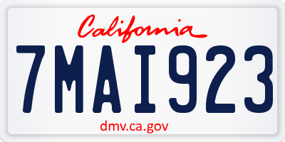 CA license plate 7MAI923