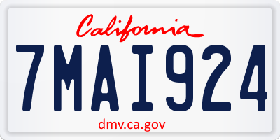 CA license plate 7MAI924