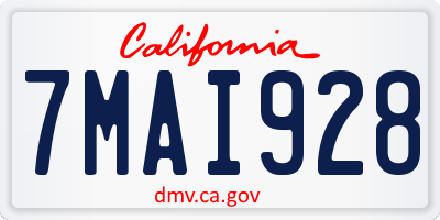 CA license plate 7MAI928