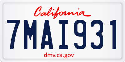 CA license plate 7MAI931