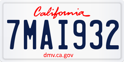CA license plate 7MAI932
