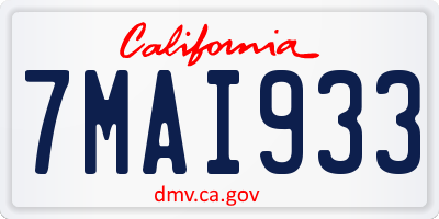 CA license plate 7MAI933