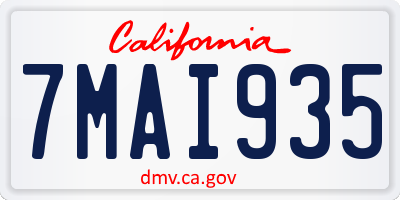 CA license plate 7MAI935
