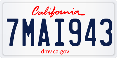 CA license plate 7MAI943