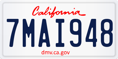 CA license plate 7MAI948