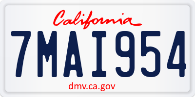 CA license plate 7MAI954
