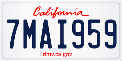 CA license plate 7MAI959