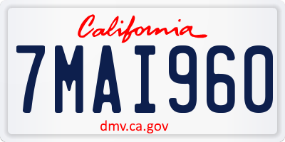 CA license plate 7MAI960