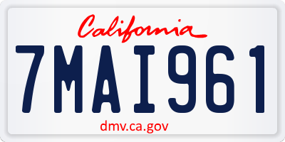 CA license plate 7MAI961